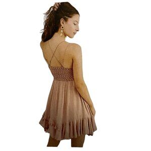 Last One Free People One Adella Slip Woman Mini Dress in  Rose Pink Small